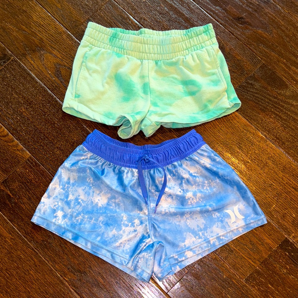 Hurley Kids Tie-Dye Blue and DSG Green Tie-Dye Shorts 8